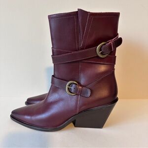 NEW Seychelles Speak Up Western Burgundy Leather Ankle Booties, Sz 9
